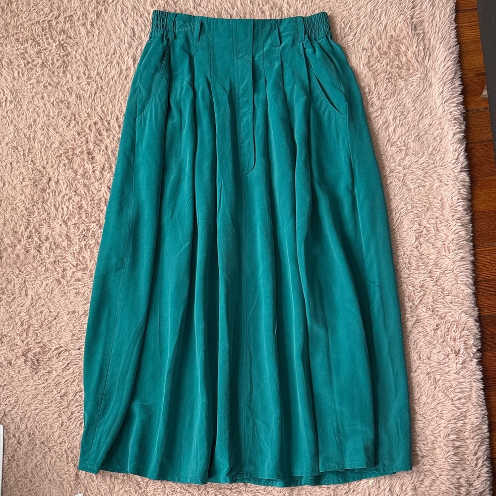Teal Silk Women's Maxi Skirt